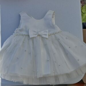 White Tulle Baby Dress with Pearls